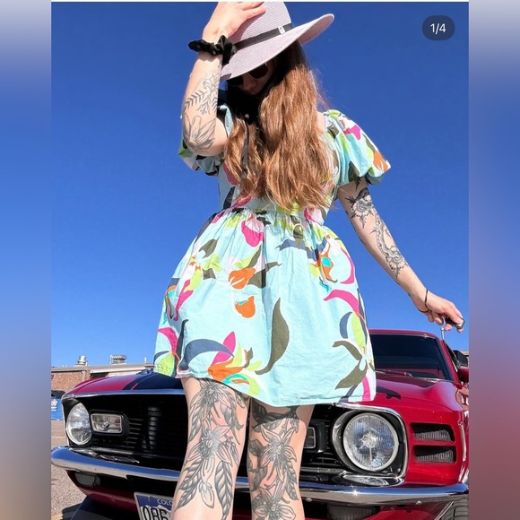 A New Day Green and Blue Sleeveless Sundress - Picture 1 of 8